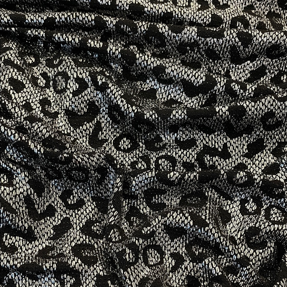 Jovani 3169 Silver & Black Metallic Leopard Ruched Mini Dress-sz 12 - Picture 5 of 10